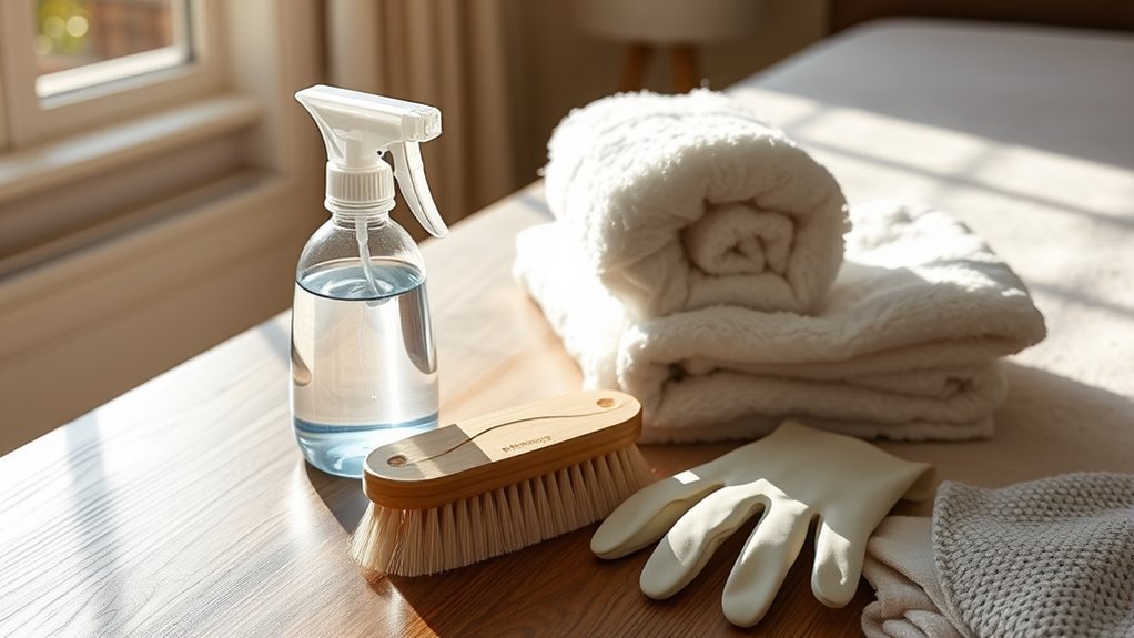 gather cleaning supplies safely