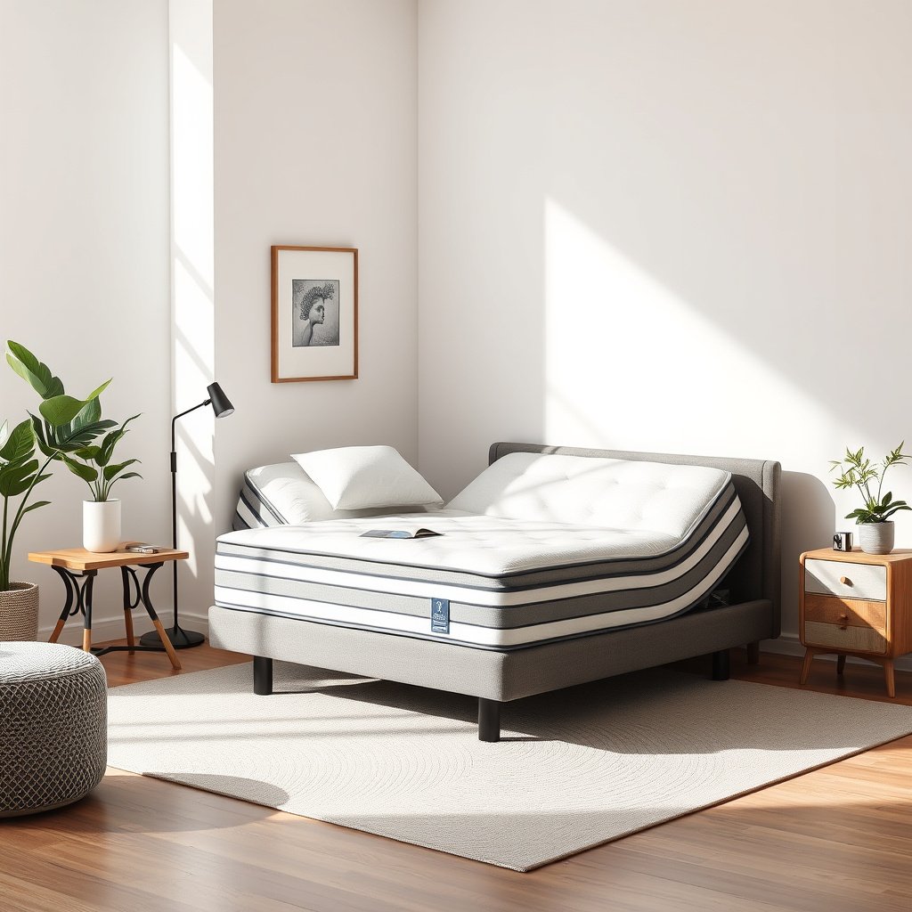 Image showing an adjustable mattress designed to prevent hip sinking for stomach sleepers with joint pain.