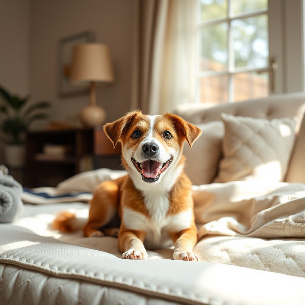 Allergen-proof mattress encasement protecting a wool mattress from pet dander in a dorm room.