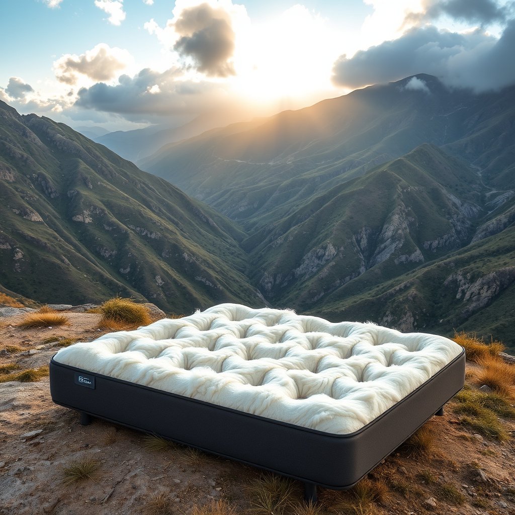 Illustration of a barrier system to protect a wool mattress from allergens while traveling