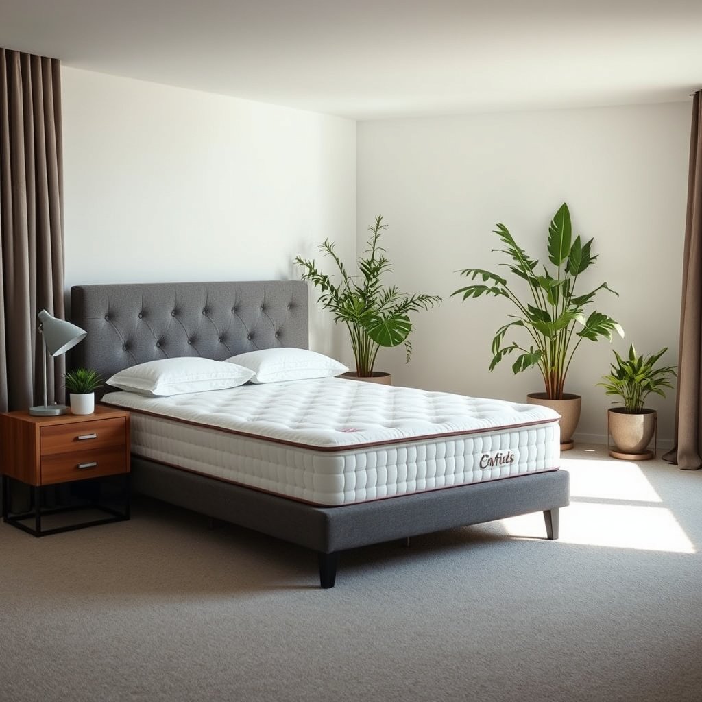 Image showing how to check for sagging in an innerspring mattress versus its frame for side sleepers.