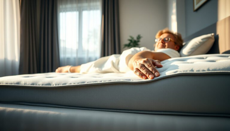 A person selecting a cooling mattress suitable for heavy individuals with fibromyalgia.