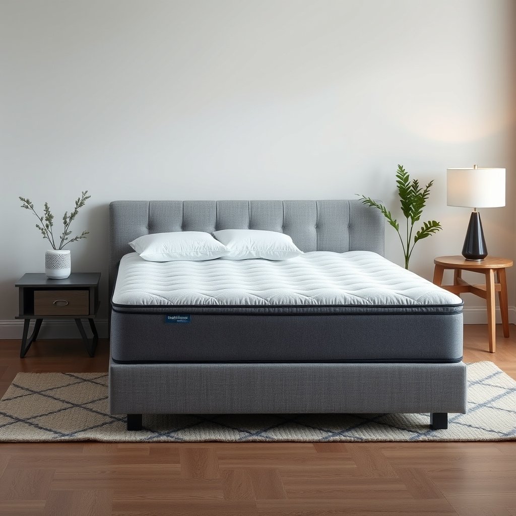 Illustration of a firm mattress supporting stomach sleeper's hips without sinking