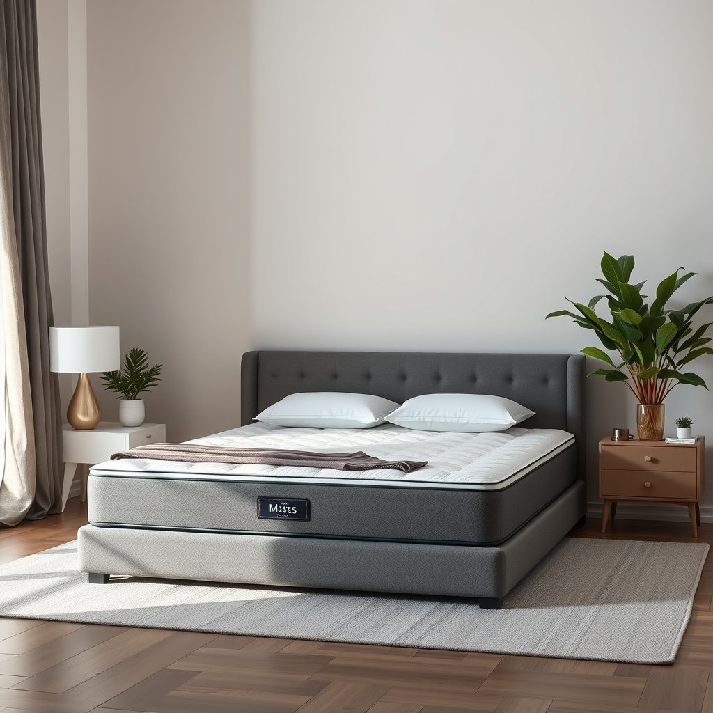 A side sleeper testing a firm mattress for optimal support without excessive sink, ideal for fibromyalgia relief.