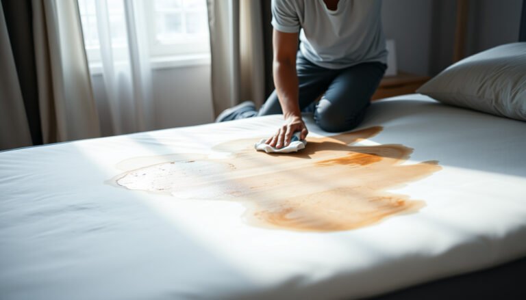 Step-by-step guide to cleaning sweat stains from a hybrid mattress.