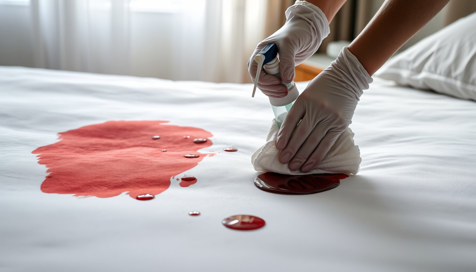 Step-by-step guide on cleaning blood stains from a pillow-top mattress.