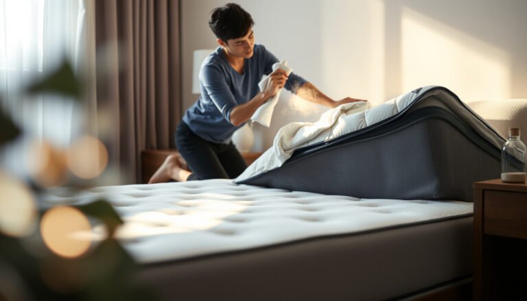 Step-by-step guide on how to clean a hybrid mattress with sweat odors using natural methods.
