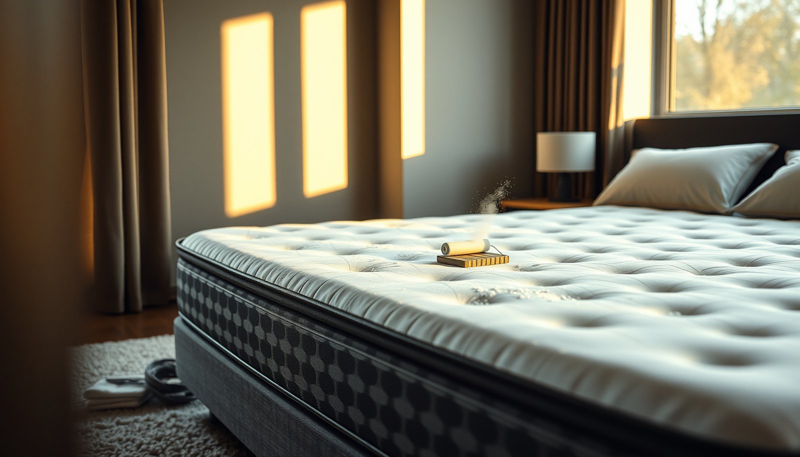 Step-by-step guide on cleaning a hybrid mattress to remove coffee odors effectively.