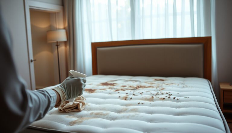 Step-by-step guide on cleaning a hybrid mattress with mold stains effectively.