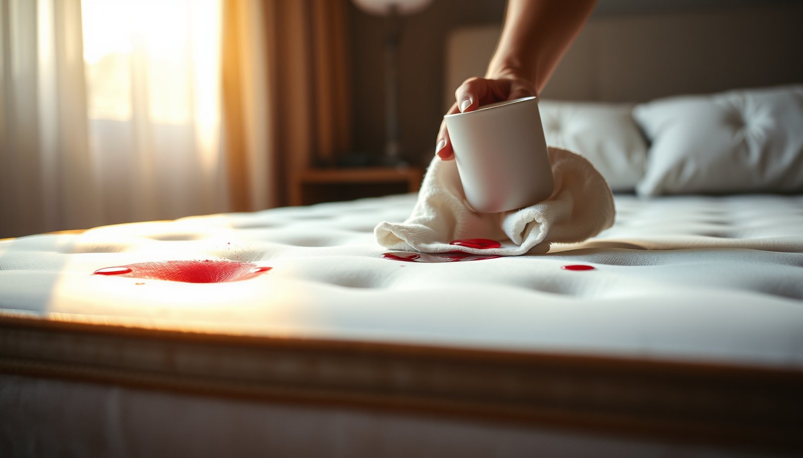 Step-by-step guide on cleaning a memory foam mattress stained with wine spills