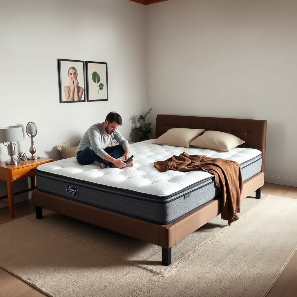 A couple examining a sagging cotton mattress to identify the cause of the issue.