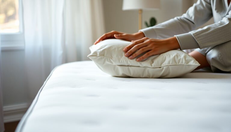 A side sleeper adjusting a mattress to alleviate neck pain caused by firmness.
