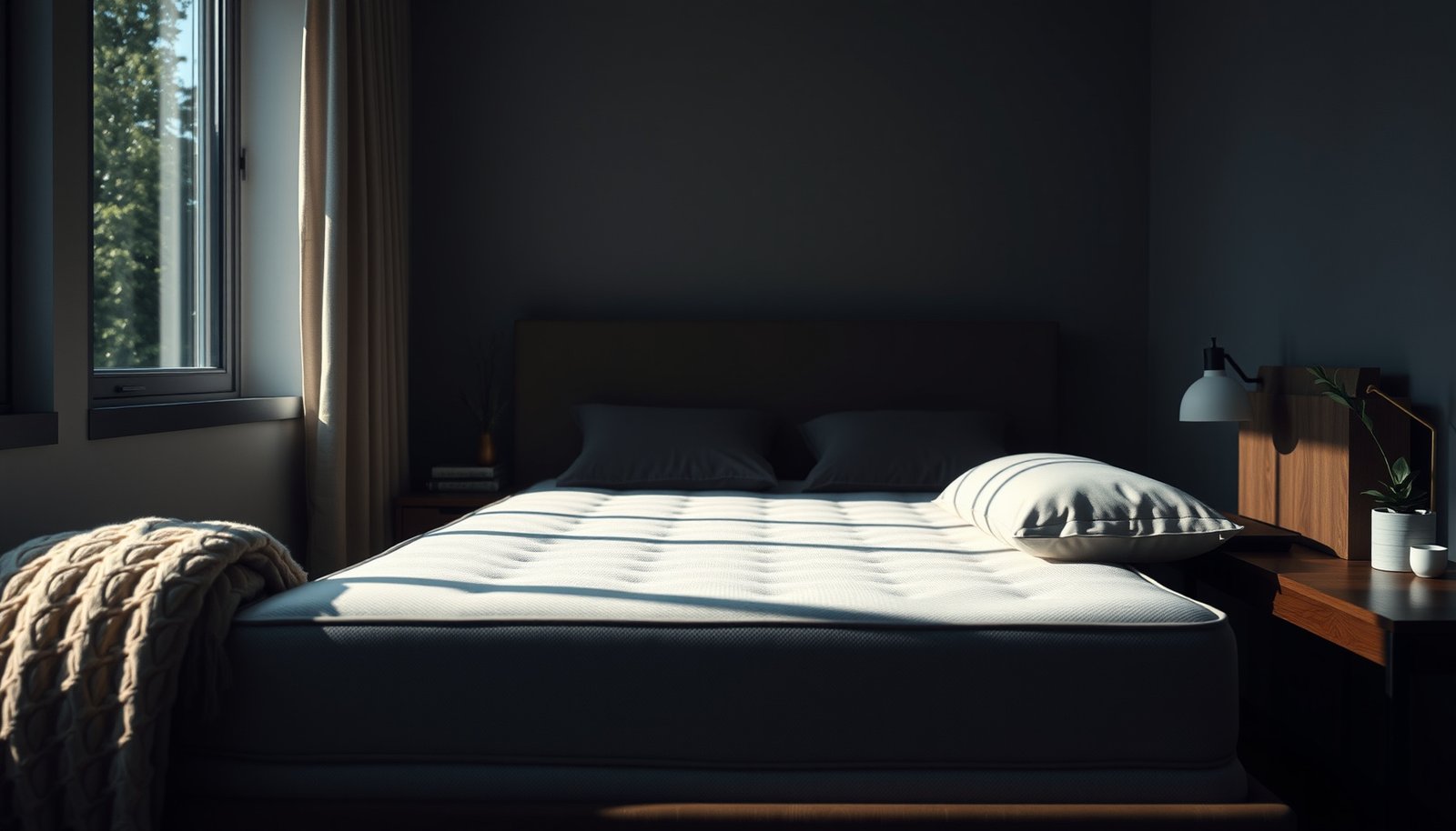 A side sleeper adjusting a mattress to alleviate joint pain for better sleep comfort.