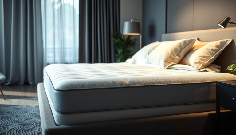 A side sleeper adjusting a mattress to reduce firmness for better sleep, focusing on comfort for asthma sufferers.