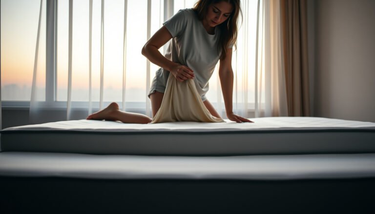 A back sleeper adjusting a soft mattress to alleviate joint pain.