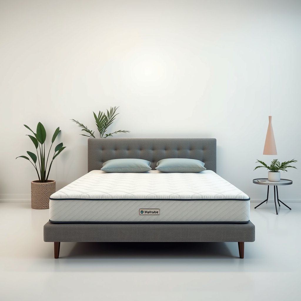 Illustration of a plush mattress providing comfort and neutral alignment for side sleepers with neck pain.