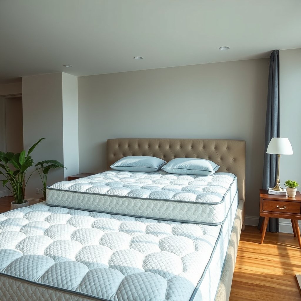 A side sleeper adjusting a plush mattress to ensure neck alignment and comfort.