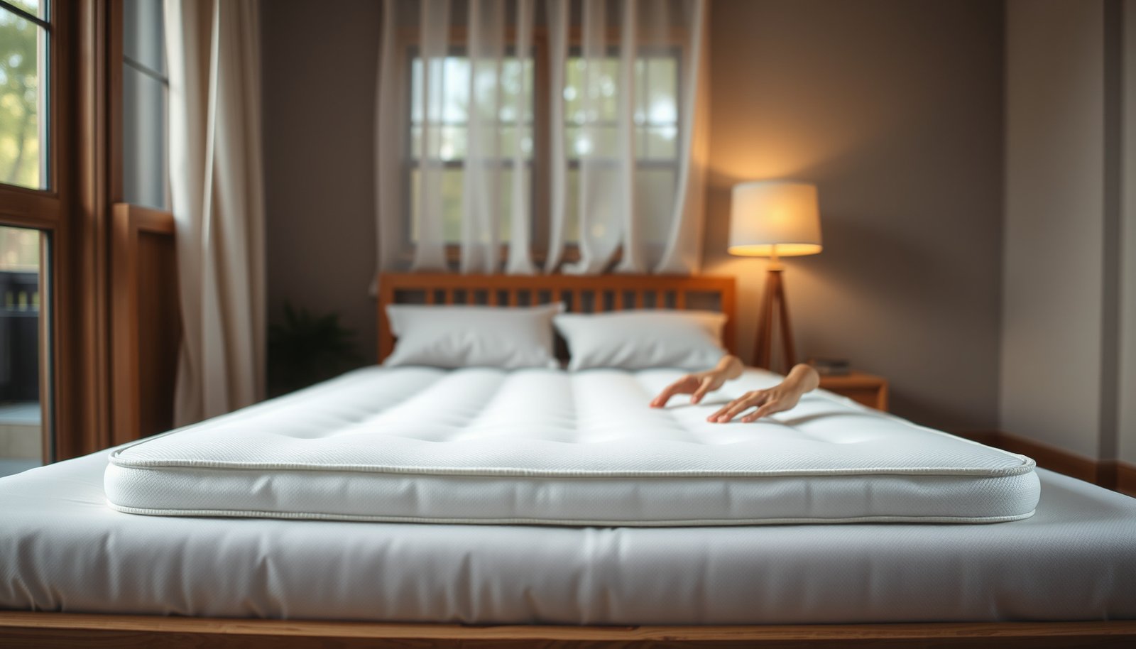A cotton mattress protected from mold in a vacation home setting.
