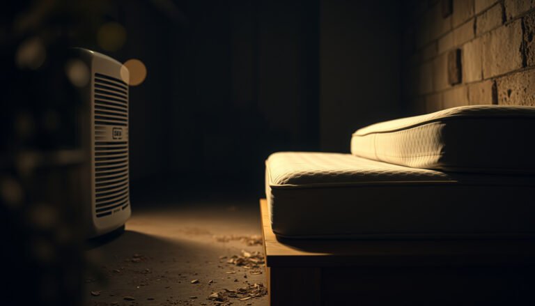 Cotton mattress protected from mold in a basement setting with proper ventilation and moisture control.