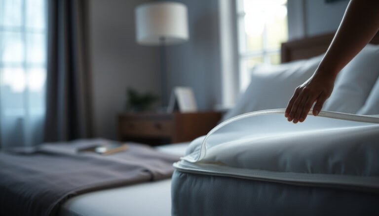 A cotton mattress protected from spills in a guest room with a waterproof cover.