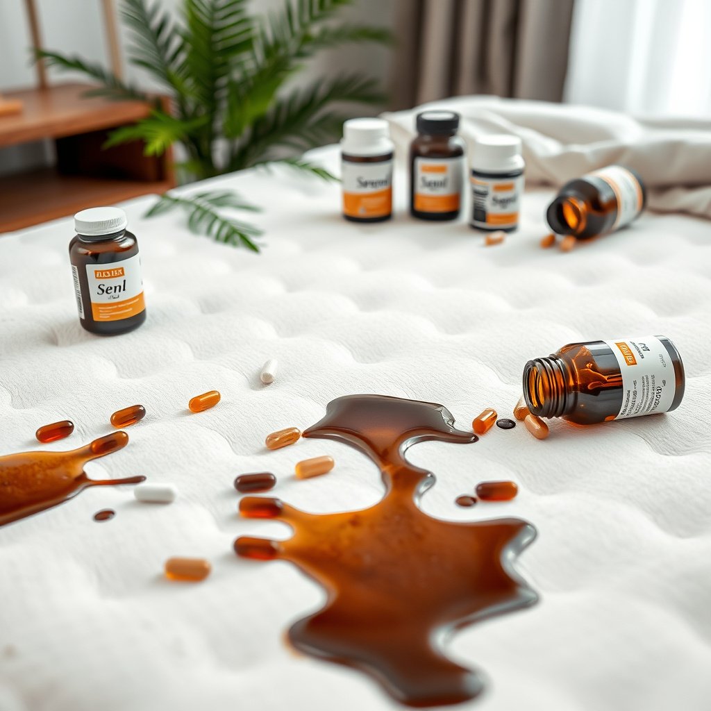 Removing excess coffee from a latex mattress to prevent stains and damage.