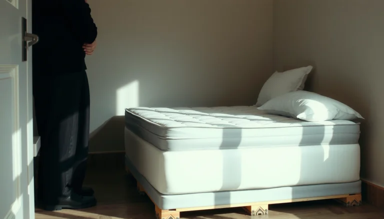 A latex mattress covered with protective materials to prevent dust mites during storage.
