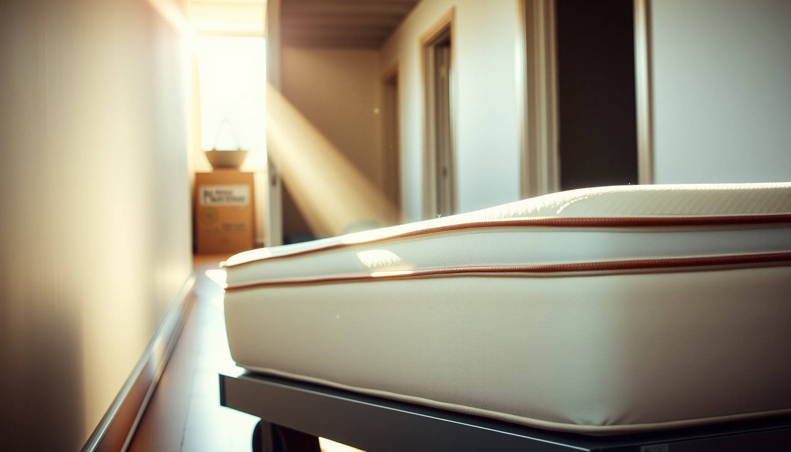 A person wrapping a latex mattress to protect it from dust mites during a move.