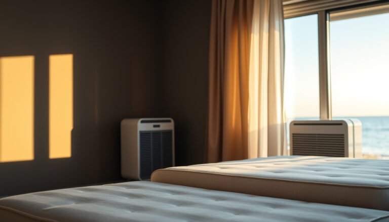 A latex mattress protected from mold in a coastal area, showcasing preventive measures.