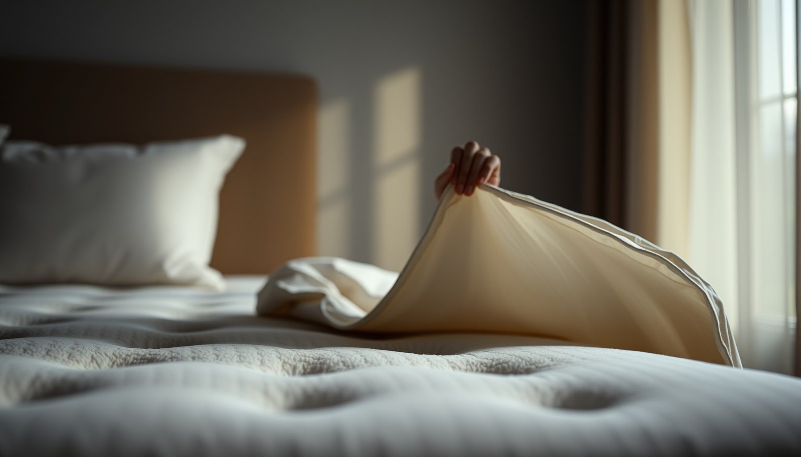 A wool mattress covered to protect against environmental damage and wear.