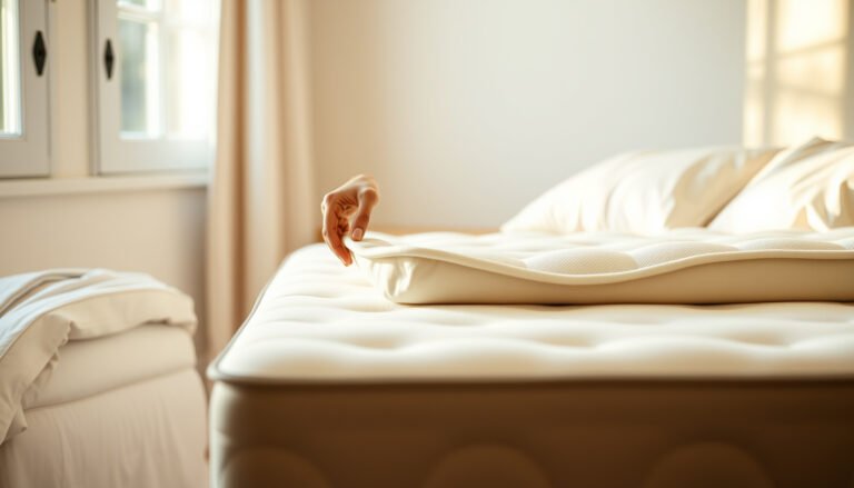 A cozy wool mattress in a vacation home, demonstrating tips to protect it from allergens.