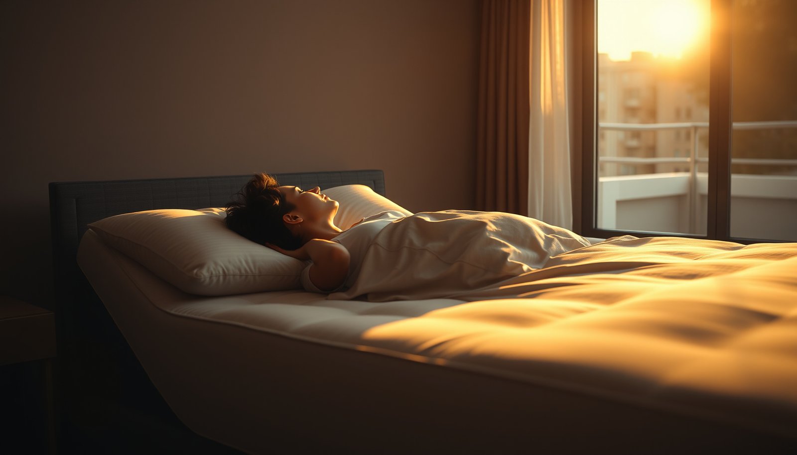 Infographic on selecting an adjustable mattress for back sleepers with neck pain.