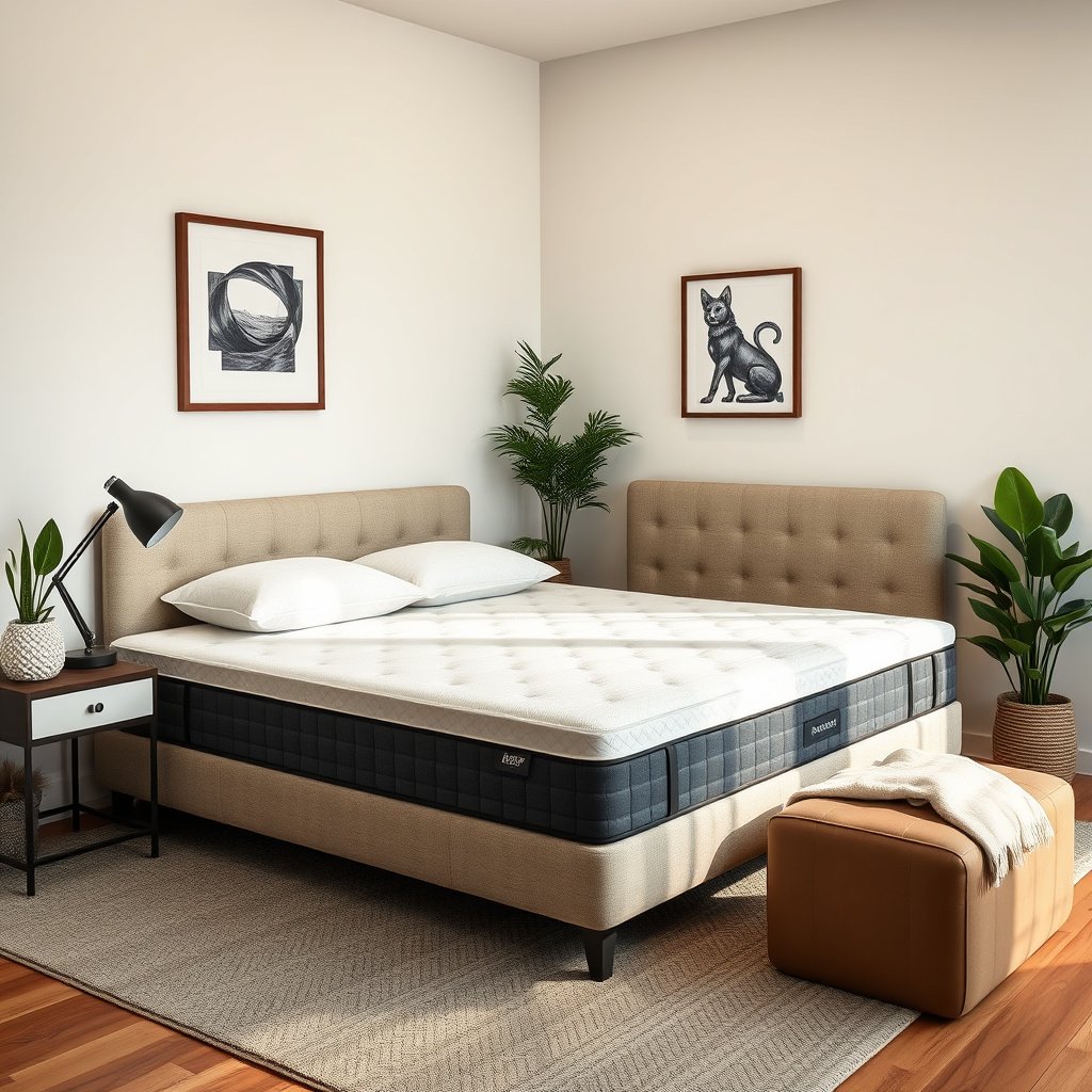 Image illustrating how to support hips for spinal alignment to ease sciatica for stomach sleepers on a memory foam mattress.